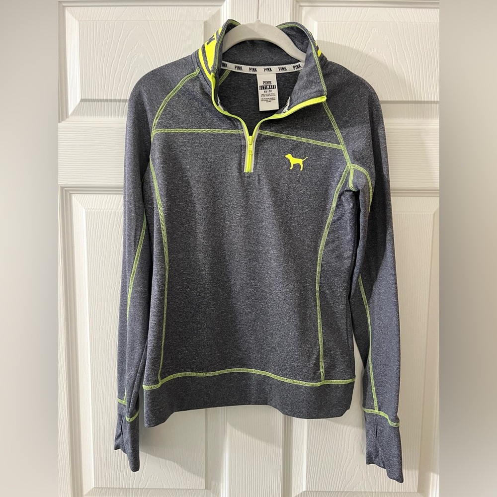 VS Pink Active Charcoal & Lime Green Quarter-Zip Pullover